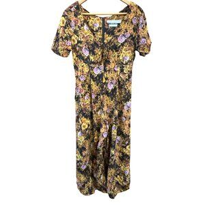 Vintage Joni Blair Black Gold Purple Sweetheart Short Sleeve Jumpsuit Size 5 Y2K